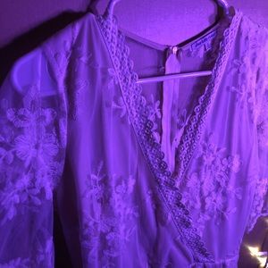 White Flower Lace Romper